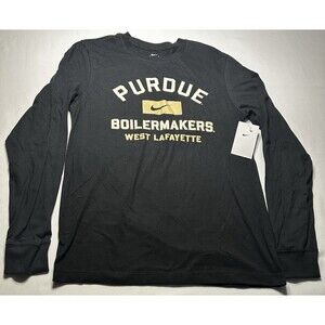 Purdue Boilermakers Nike Long Sleeve Core Cotton Tee Shirt Black Mens S NWT New